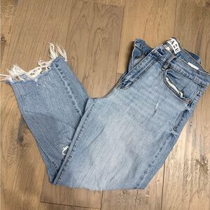 Casual Light Blue Distressed Ankle Jeans